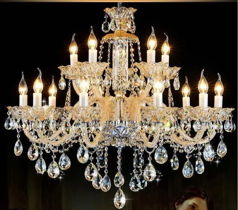 Новая большая роскошная хрустальная люстра модная цвета шампанского