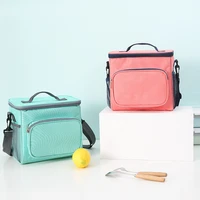 insulated layered lunch bag picnic thermal food meal box container with handle and zipper