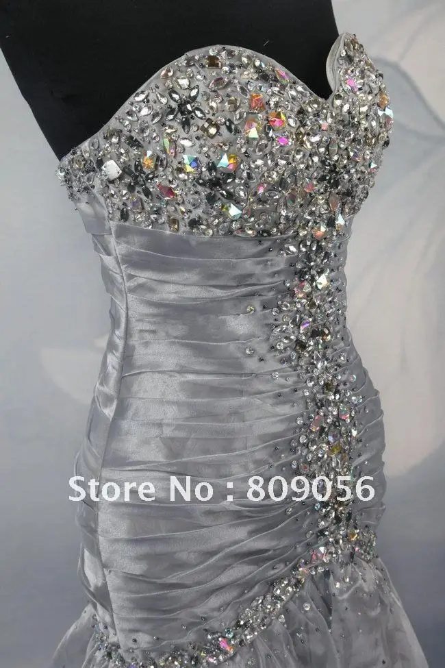 Free Shipping 100% Quality Guarantee Fashion Gray Sweetheart Beading Organza Sexy New Sleeveless Bridal Wedding Dress Gown | Свадьбы и