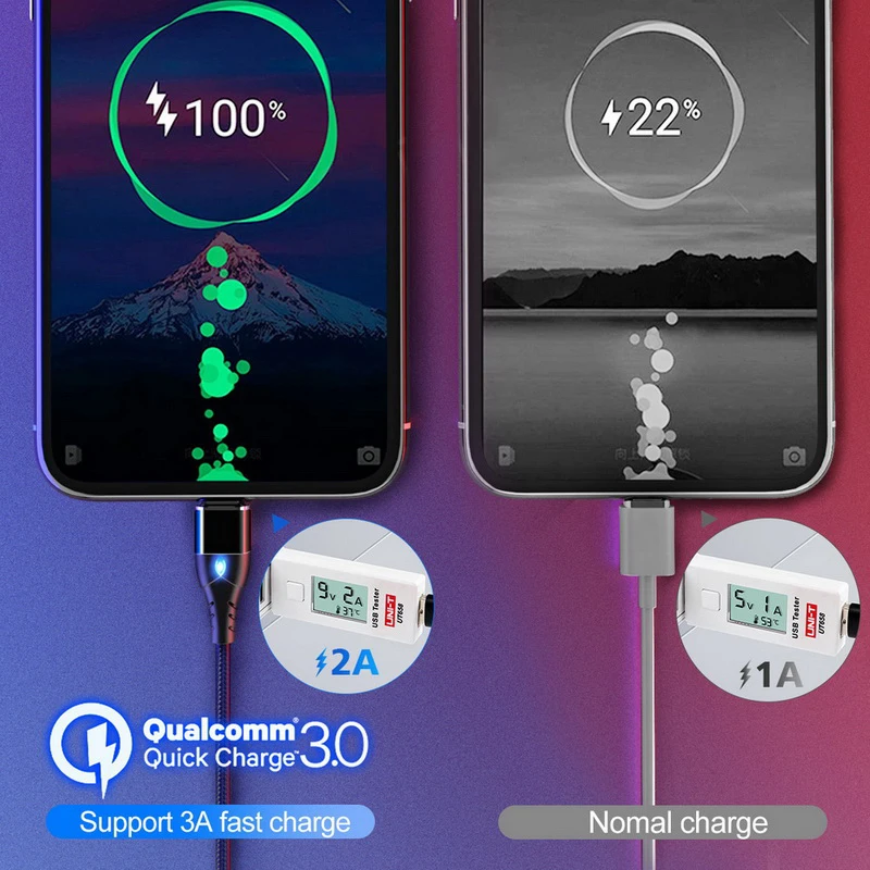 2 м Магнитный кабель быстрой 3A для iPhone XS samsung Зарядное устройство Quick Charge 3,0 Micro Тип usb C магнит телефона для зарядки и передачи данных кабель