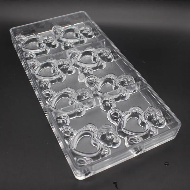 Медвежонок в форме сердца из поликарбоната форма для шоколада Поликарбонат