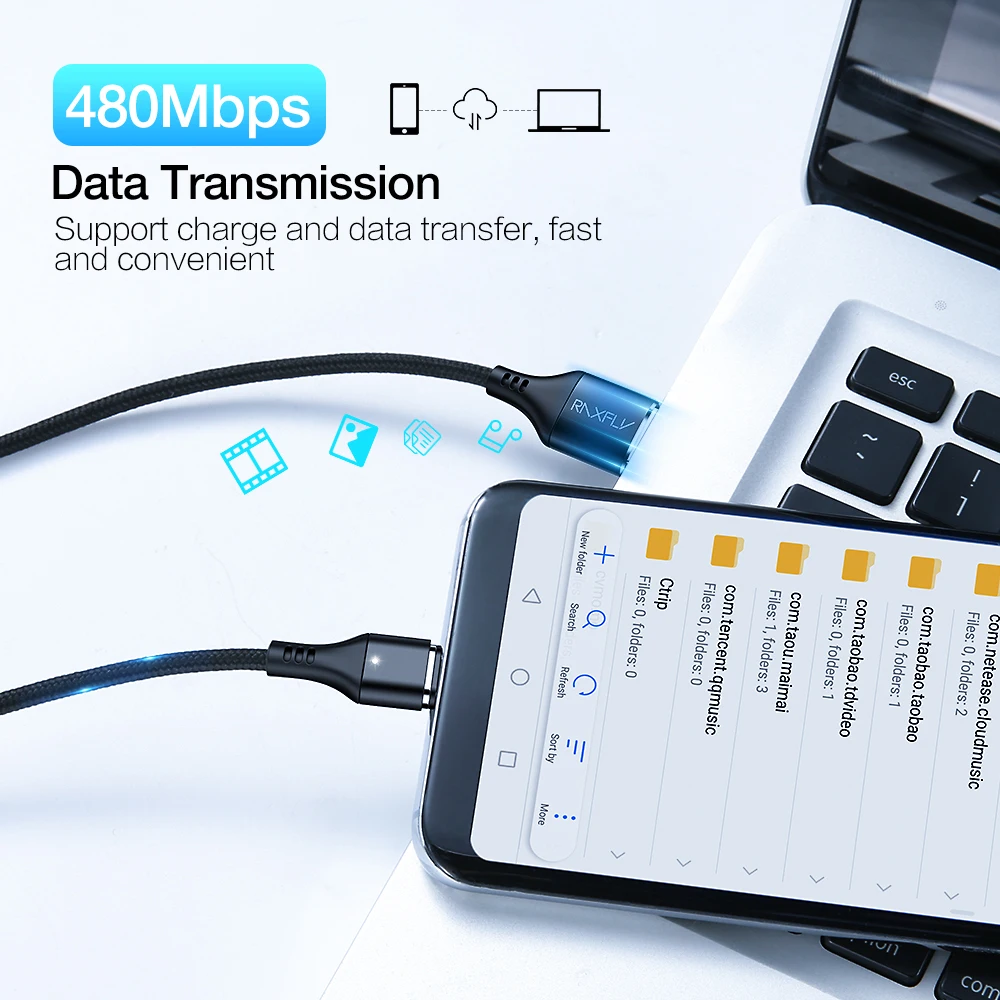 Магнитный usb-кабель RAXFLY 3A для iPhone XR XS Max, быстрая зарядка, Магнитный зарядный кабель Micro USB type-C для Xiaomi Redmi Note 7