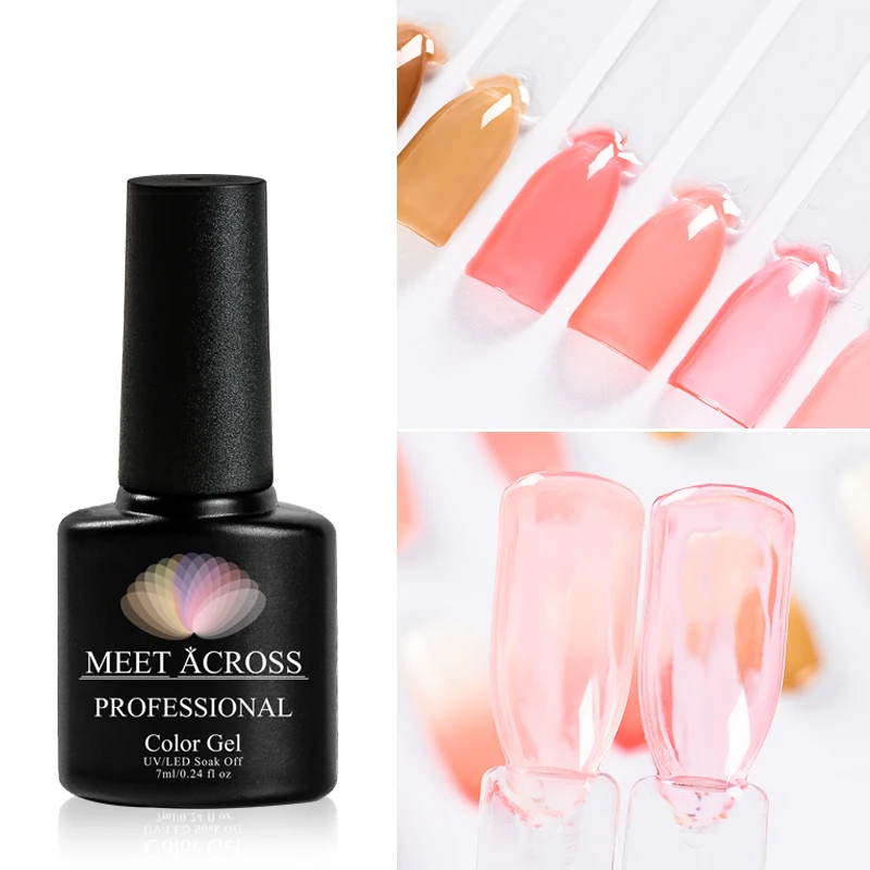 Глянцевый полупрозрачный розовый Гель лак MEET ACROSS для ногтей 7 мл|Гель ногтей| |