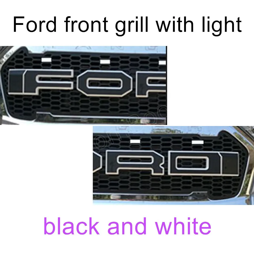 black white light Для Ford ranger T7- ABS решетка светодиодный Передняя решетка окружает отделка с или без светильник 4 цвета доступны высокое качество - Цвет: black white light