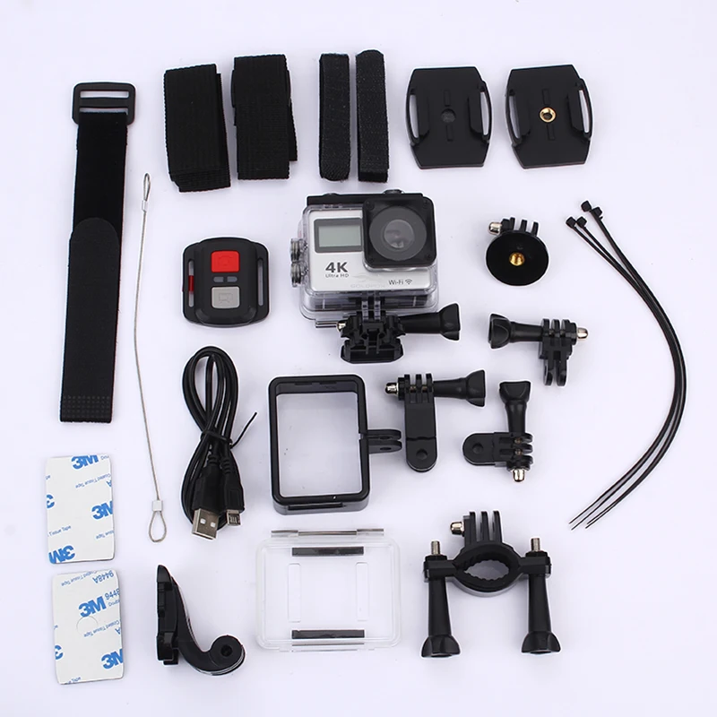 ЖК-дисплей двойной Экран Ultra HD 4 K WiFi Спорт действий Камера 16MP Wi-Fi 1080 P Водонепроницаемый Спорт DV велосипедный шлем камера+ Пульт Управление