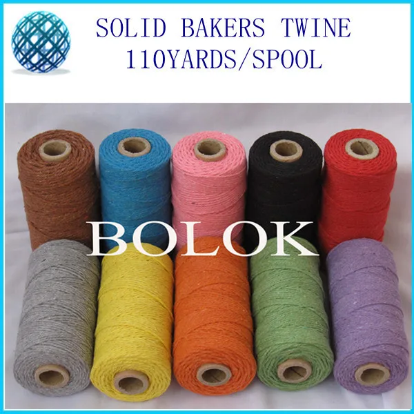 

Free shipping Solid cotton Baker twine 50pcs/lot (110yards) plain bakers twine 10 kinds color wholesales