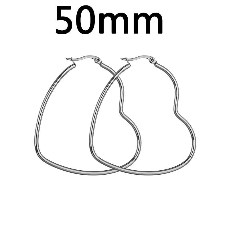 Heart50mm ELSEMODE, 6 видов, серьги-кольца, трендовые, золотые, круглые, овальные, сердце, квадратные, нержавеющая сталь, петли, серьги для женщин, вечерние, подарок - Окраска металла: Heart50mm