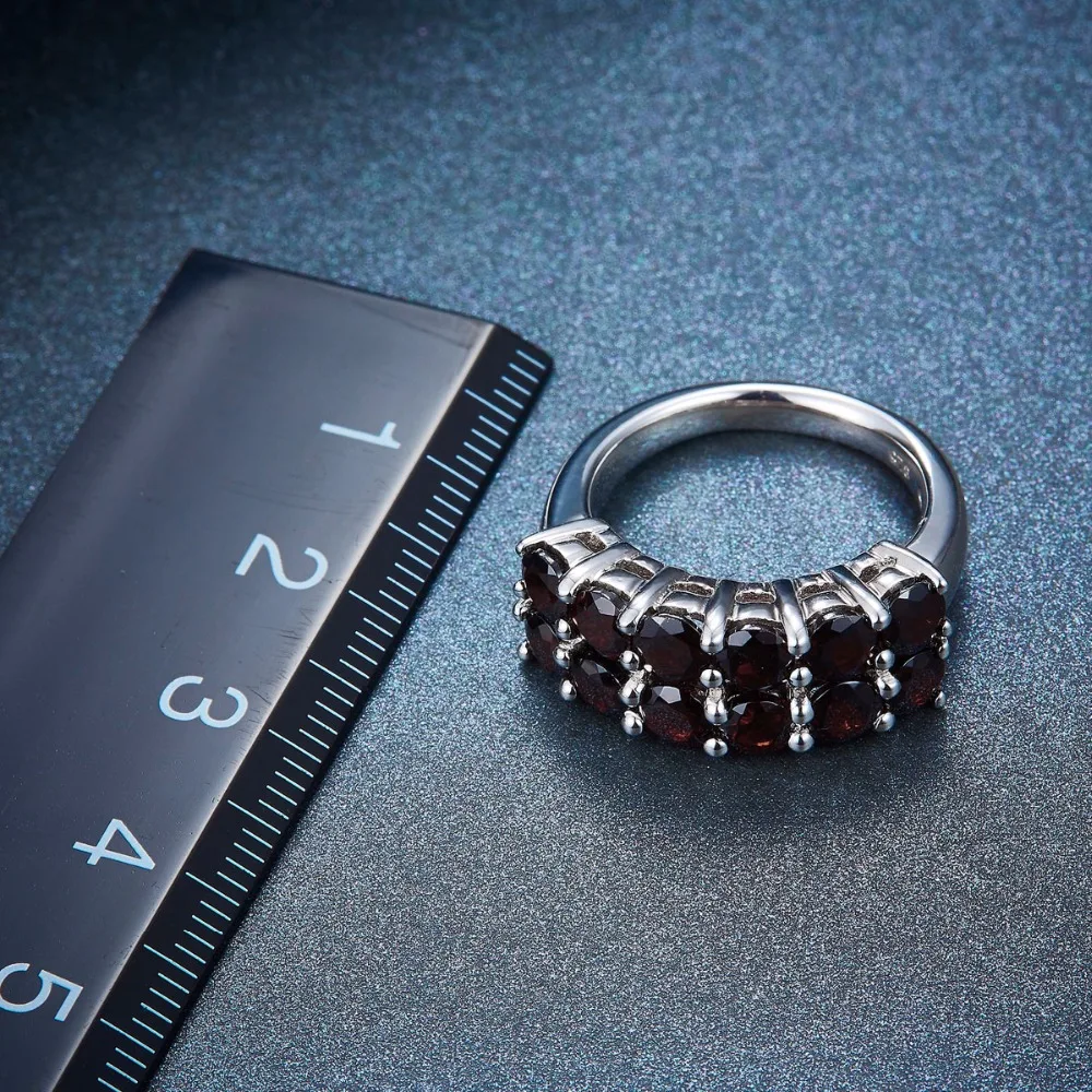 HUTANG 4.2ct Природный Черный гранат кольцо для женщин, 925 пробы серебряные кольца красный гранат драгоценный камень ювелирные украшения Рождественский подарок
