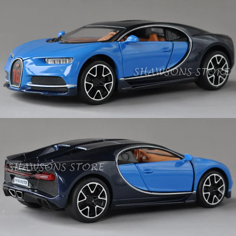 1:32 литая модель автомобиля Bugatti Chiron Реплика со звуком светильник|Наземный