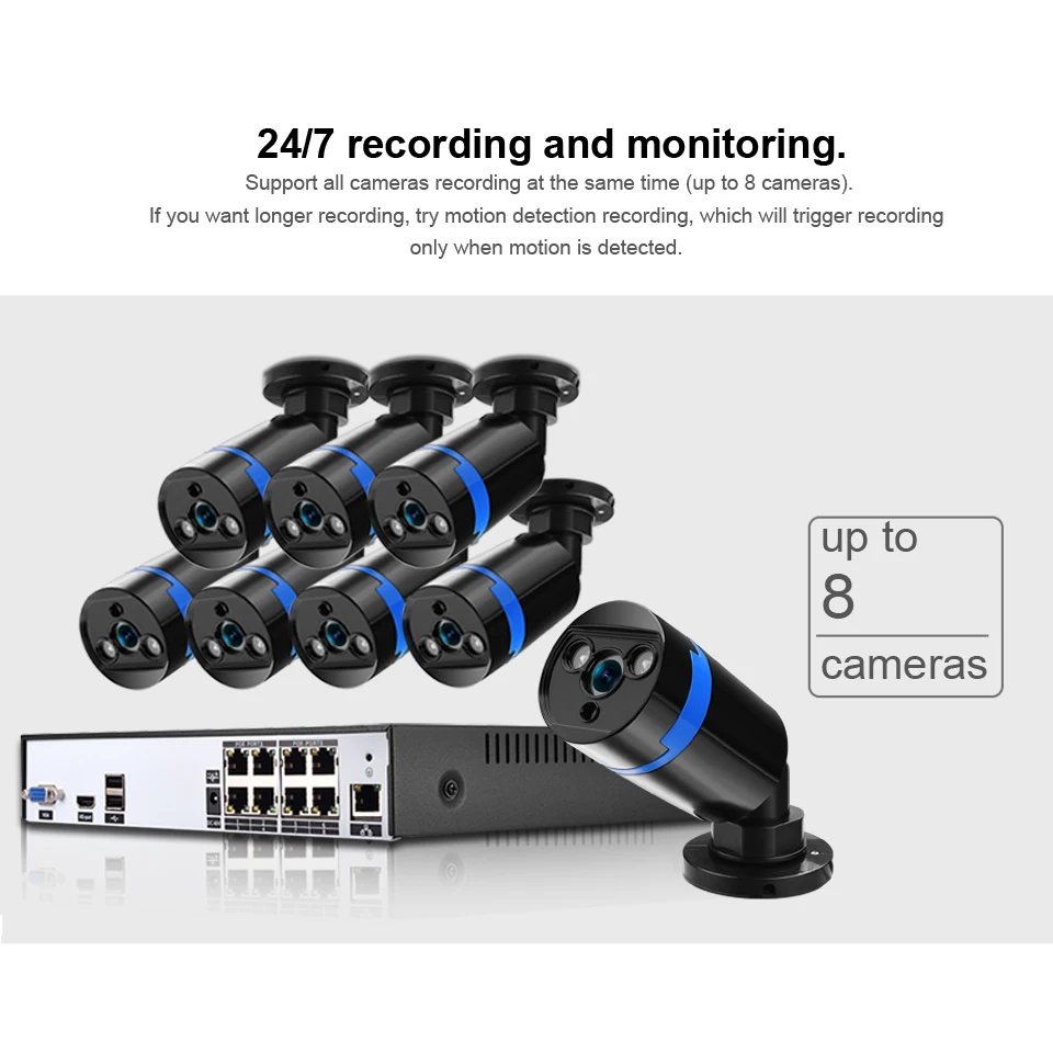 BESDER POE48V 8 канальный PoE Комплект Системы Видеонаблюдения камера 1080P CCTV система P2P шт