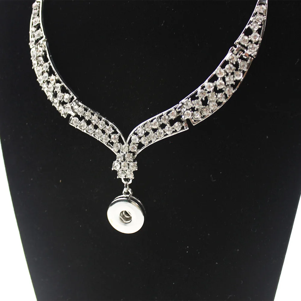 Женское колье с кристаллами посеребренное ожерелье 18 мм|snap necklace|jewelry necklacenecklace high