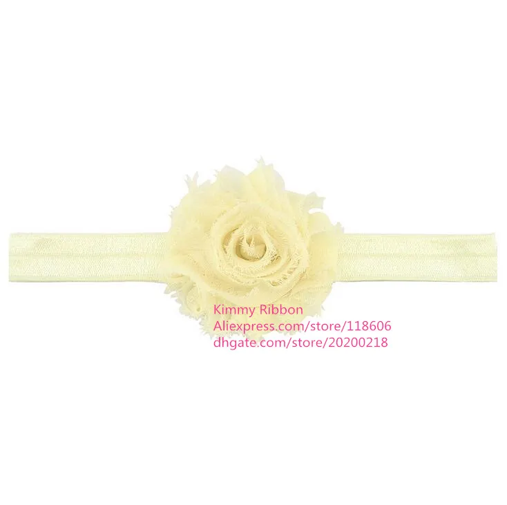 

200pcs/lot Shabby Flower Headband, Girl Headband, Lace Elastic, Ivory Band