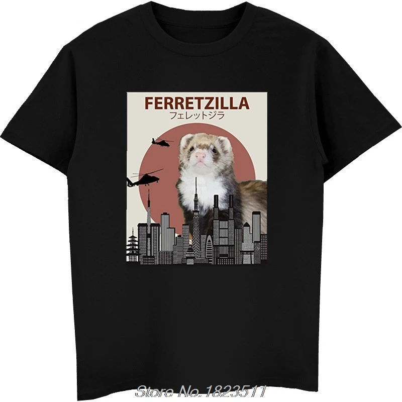 black new Горячая Распродажа модная забавная футболка с хорьком Ferretzilla | подарок для хорька футболка для любителей вина забавные мужские футболки Harajuku уличная одежда - Цвет: black new