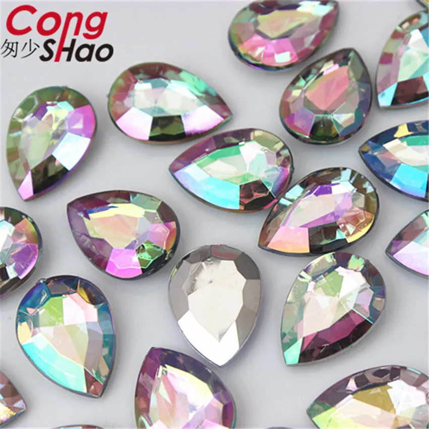 Cong Shao 100 шт. 13*18 мм красочные акриловые стразы отделка с острым дном камни и