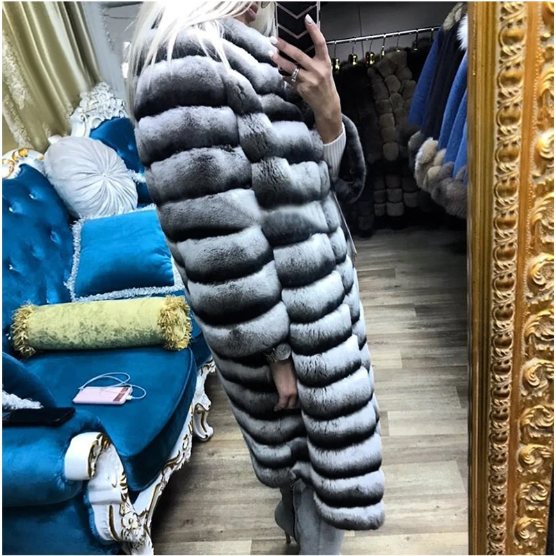 TOPFUR 2018 настоящая шиншилла кролик рекс шуба из натуральной кожи длинный женский