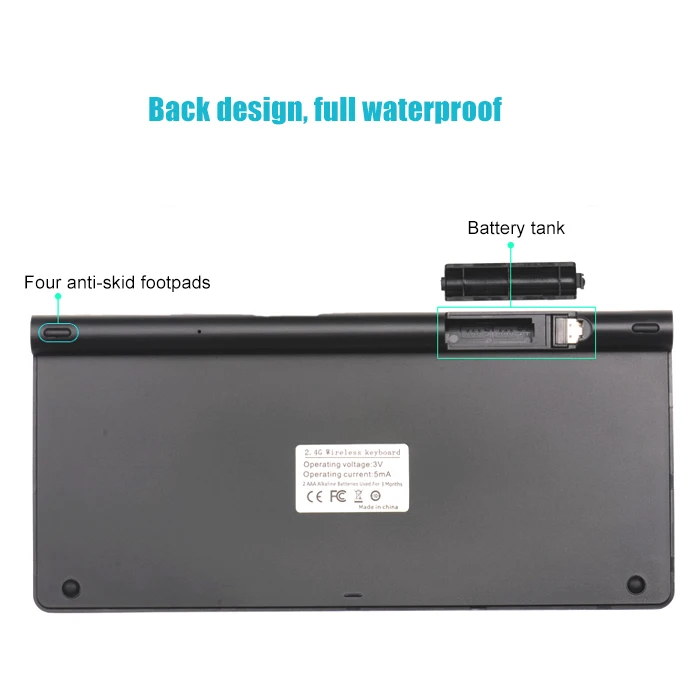 Беспроводная клавиатура и мышь 2 4 ГГц ультратонкая для Android IOS ПК ноутбуков Mac