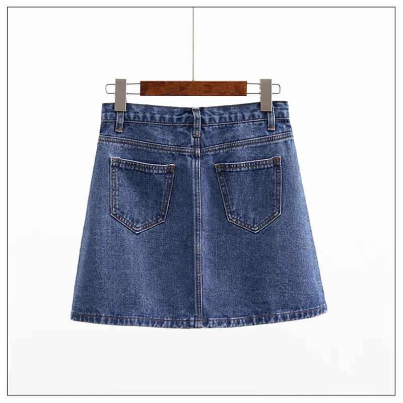 Fashion simple denim skirt 2019 women's summer new Korean version high waist large size XS-3XL Slim A short Female w81 | Женская