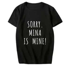 Футболка с коротким рукавом Kpop, унисекс, черно-белая, принт с именем участника Kpop twice sorry is mine, футболка с круглым вырезом