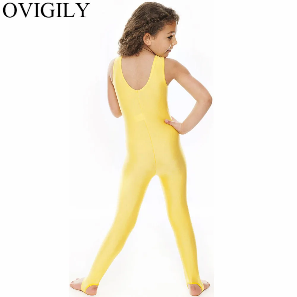 OVIGILY/желтая майка для девочек Детские мешалки нейлоновая гимнастика боди танцев