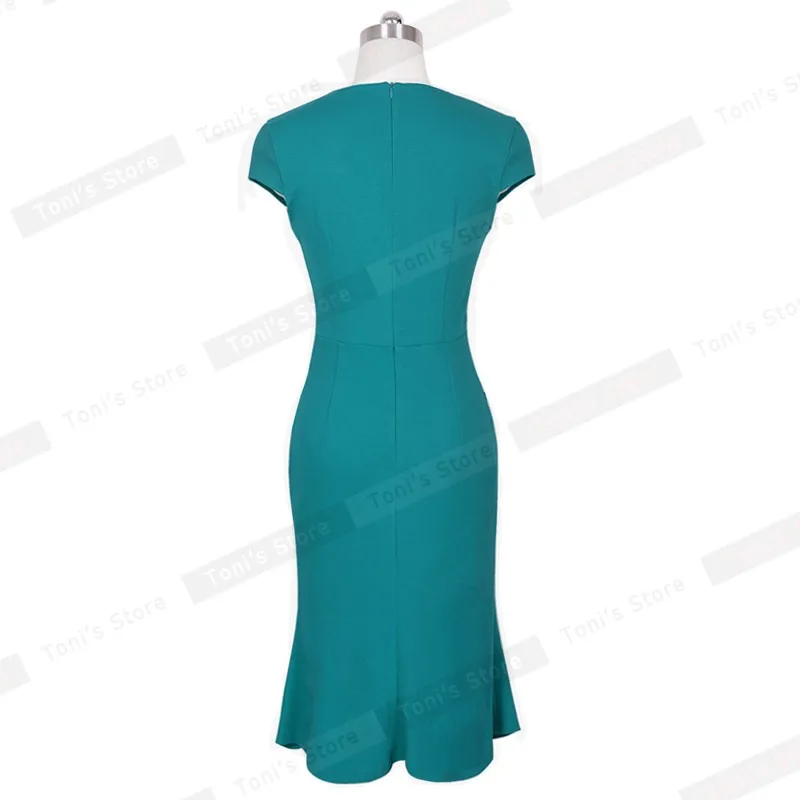 Женское Деловое платье русалки красное летнее с рукавом крылышком и карманами