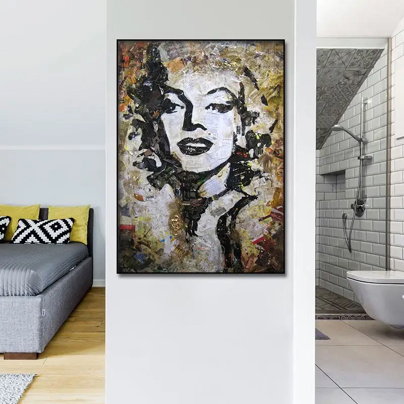 Винтажная масляная живопись Мэрилин Монро настенный постер Картина на холсте