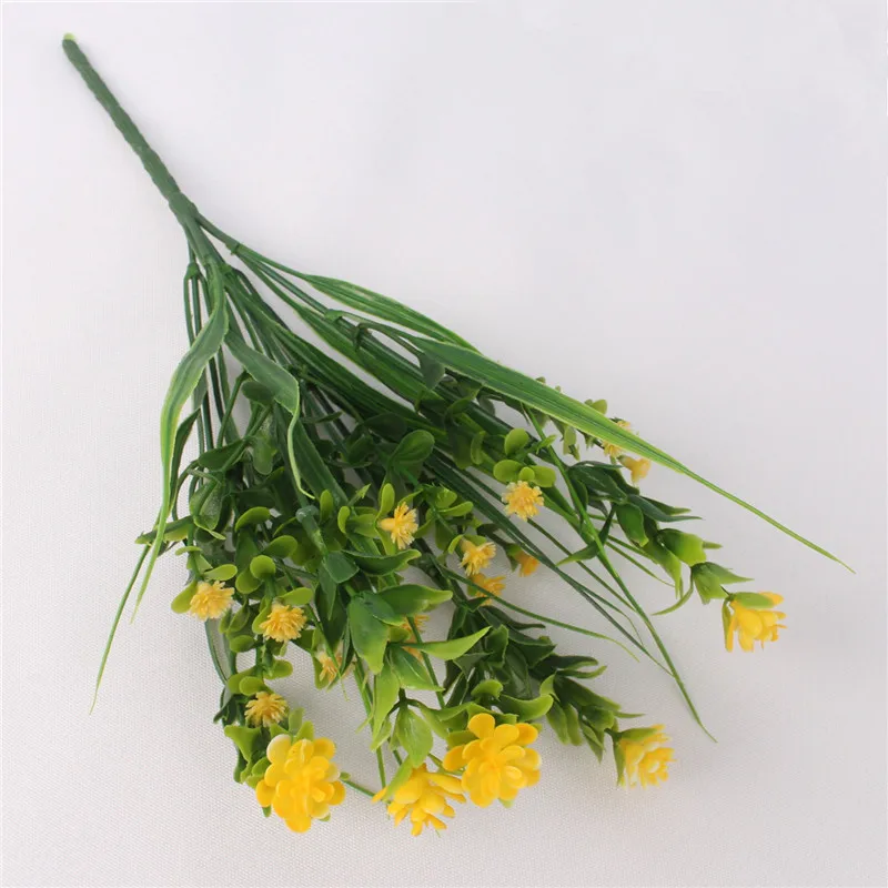 Yellow Искусственные цветы лотоса, пластиковые искусственные цветы с яркой травой для украшения дома, свадьбы, вечерние, для сада, офиса - Цвет: Yellow