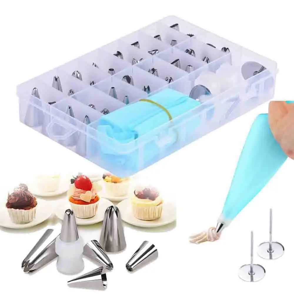 

38/set Stainless Steel Bakeware Cake Cookies Cream Puffs Crowded Flower Pastry Tips Suit Kitchen Accessories DIY Cake Decorating