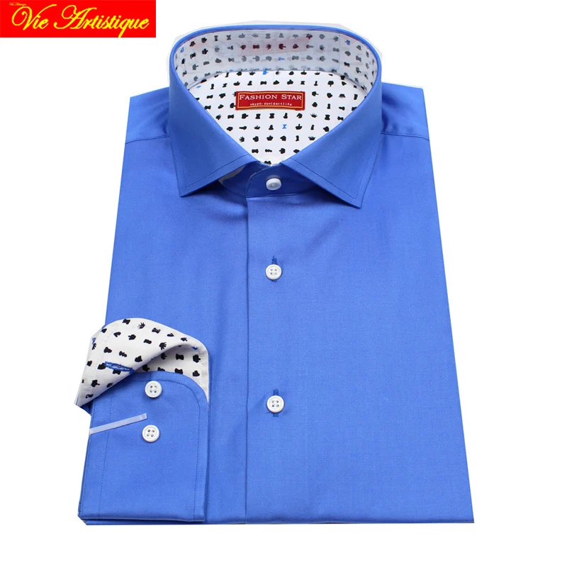 Мужская деловая рубашка с длинным рукавом синие хлопковые рубашки мужская