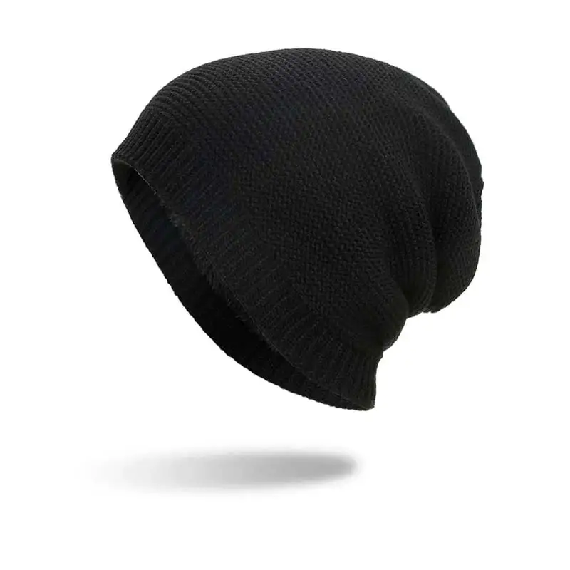 Осенне-зимняя модная однотонная шапка Skullies& Beanies, мужская вязаная шапка из шерсти и хлопка, теплая уличная Кепка s, шапки для мужчин - Цвет: ZZWM095-2