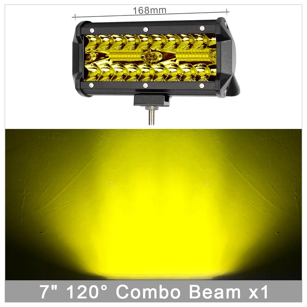 4 ''7 дюймов Led внедорожный светильник Barra для ATV грузовиков мотоцикл 4x4 12 В комбинированный луч Янтарный Желтый рабочий светильник для вождения s бар противотуманная фара - Цвет: 7 Inch Combo Beam x1
