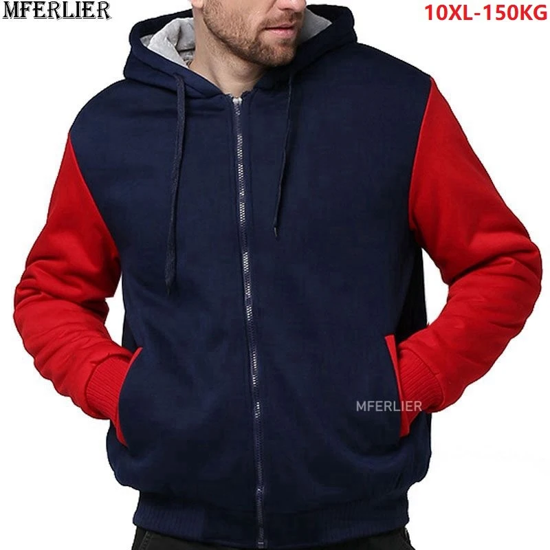 Зимние мужские толстые толстовки с капюшоном из кусков, куртки 9XL, теплые флисовые толстовки, большие размеры, 8XL, 10XL, верхняя одежда, пальто