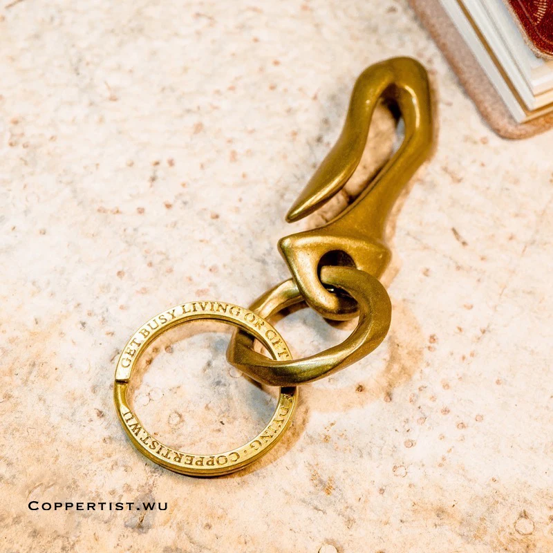 Coppertist. wu латунный бамбуковый шарнир декоративный узор карабин застежки поворотный меч-образный крюк брелок