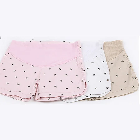 Шорты хаки с мультяшным рисунком для беременных Короткие штаны розовая одежда