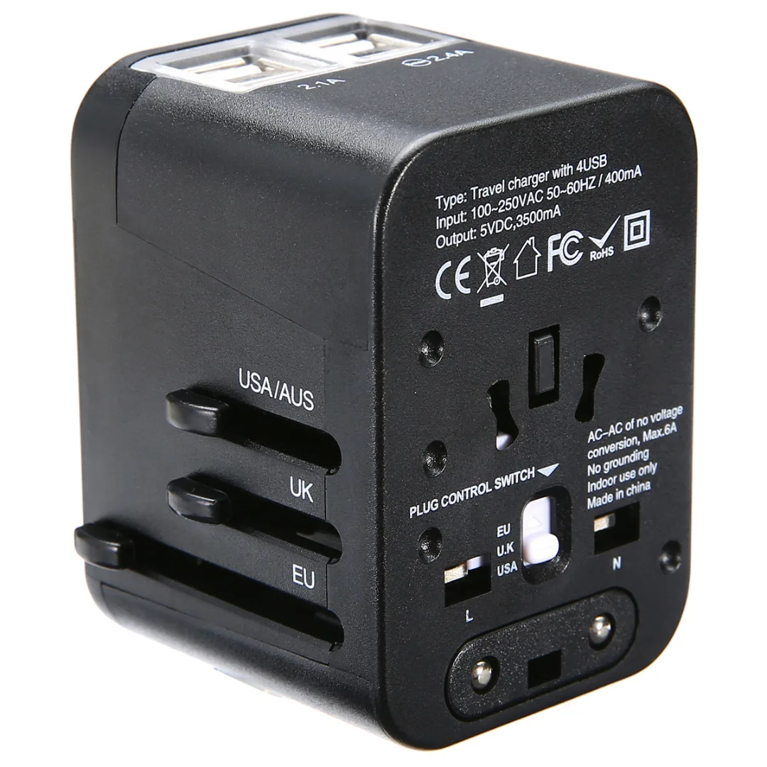 Powstro All-In-One International Travel Plug Adapter 4 USB Ports-Universa Power Charger | Электроника
