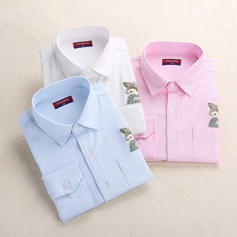 Белая женская школьная рубашка Dioufond в виде кошки Женская Офисная с длинным