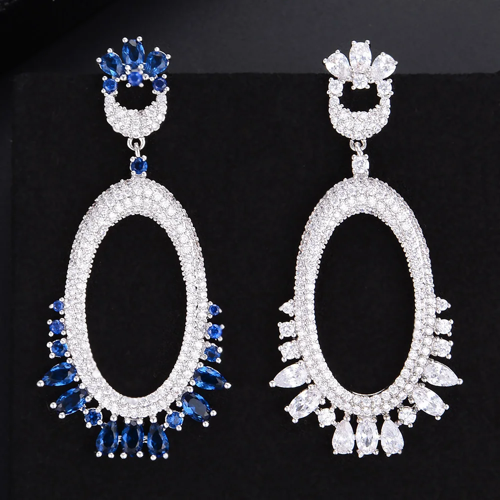 Высокое качество модные геометрические Овальные Полые длинные висячие серьги