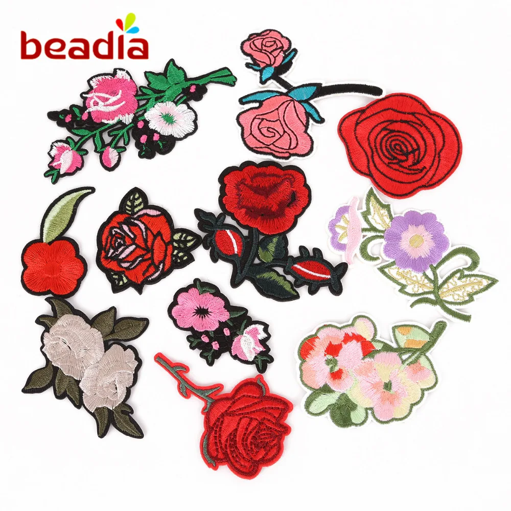 11 шт./компл. разноцветные нашивки с цветами железная текстура Пришивные наклейки