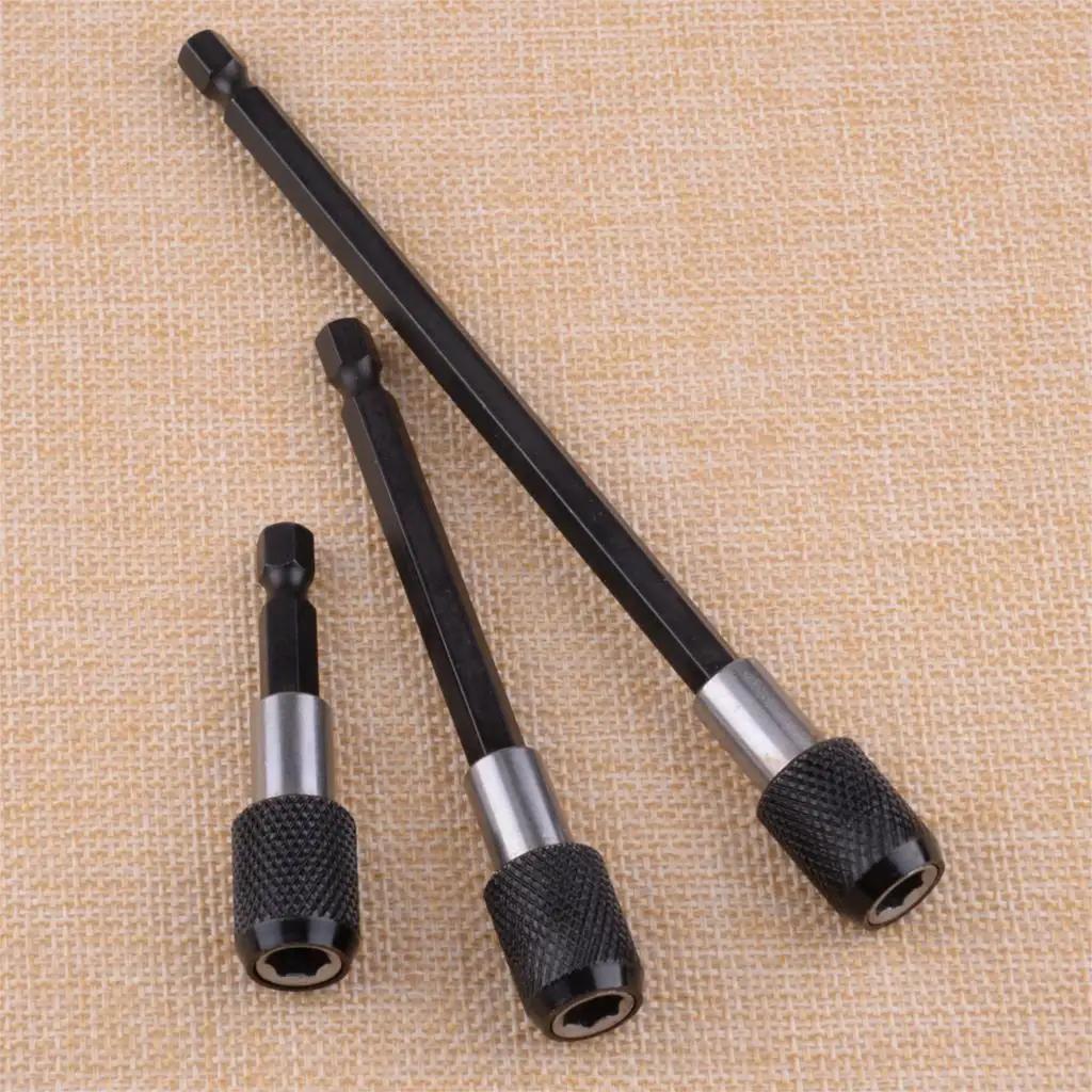 LETAOSK New 3pcs Multifunctional 6.35mm 1/4 Hex Shank Holder Magnetic Screwdriver Extension Bit Set Quick Release Drill Bits