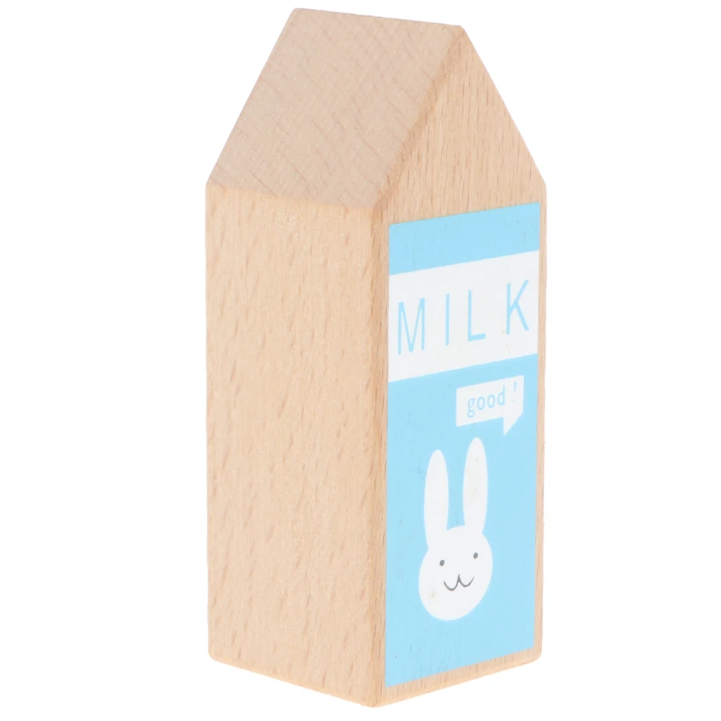 Деревянная имитация бутылки молока-Кухня Еда напитки готовка ролевые игры ребенок развивающие игрушки