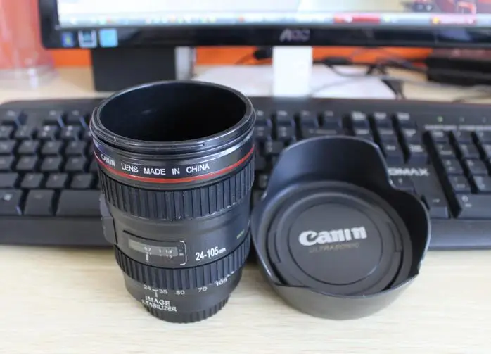2015 New SLR Camera Lens Cup Milk Creative Cups Alcohol Coffee Tea Mug 400ML with Flower Hood Lid+Color Box | Дом и сад
