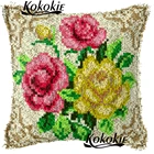 Набор подушек с застежкой-крючком, тканевый Набор для вышивки крестиком, с цветами, вязаный крючком коврик, наволочка