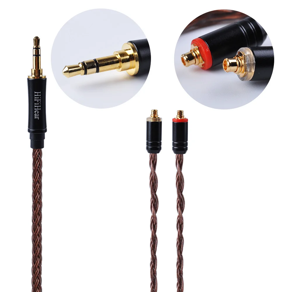 MMCX 3.5 HIFIHEAR 16 Core посеребренный кабель 2,5/3,5/4,4 мм сбалансированный кабель для обновления наушников с MMCX/2Pin для плотным верхним ворсом KZ ZST AS10 CCA HQ8 лампа указателя - Цвет: MMCX 3.5