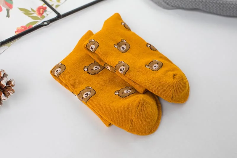 Продукт осень/зима Harajuku прекрасный мультфильм колледж Стиль носки женщины счастье кавай медведь личности Tide Calcetines
