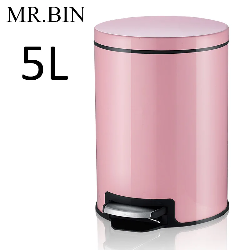 5L Cherry Pink MR. BIN Макарон плюс мусорный бак с 5L/8L/12L ёмкость красочные педаль отходов Bin металлическая мусорная корзина для дома и кухня - Цвет: 5L Cherry Pink