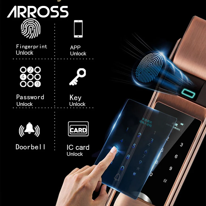ARROSS Безопасный электронный умный дверной замок с сенсорным экраном цифровой