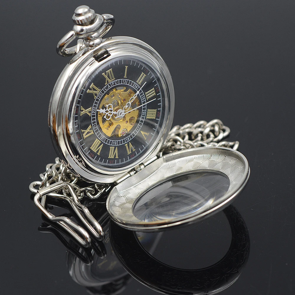 Мужские часы скелетоны в стиле стимпанк прозрачный механический серебристый