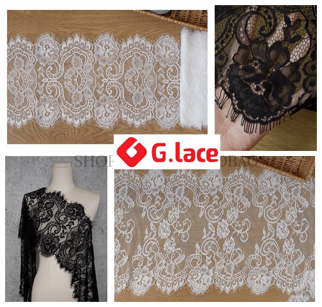 Кружевная ткань для ресниц GLace 2 вида 9 м/лот черная и белая самостоятельного