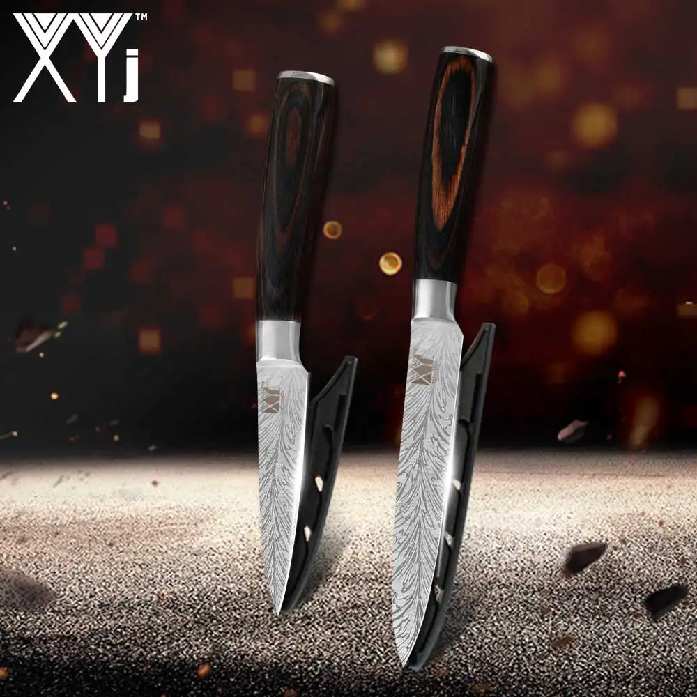 A 2-piece XYj, высокое качество, нож шеф-повара, имитация дамасской стали, кухонный нож Santoku, острый нож, нож для нарезки столовых приборов, faca cozinha - Цвет: A 2-piece