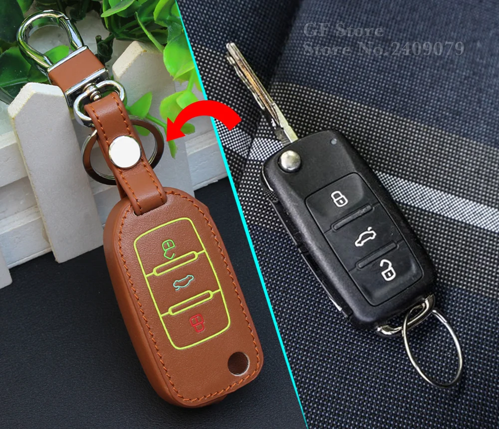 Модный чехол из натуральной кожи для автомобильного ключа Volkswagen VW GOLF 4 5 6 Passat B5 B6