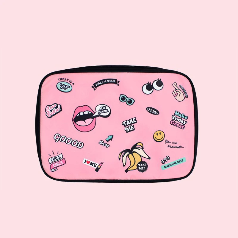 Cute Cartoon Travel Storage Bag Portable Clothes Organizer Big Mouth Ziplock For Underwear Toiletries Clothing Pouch | Дом и сад